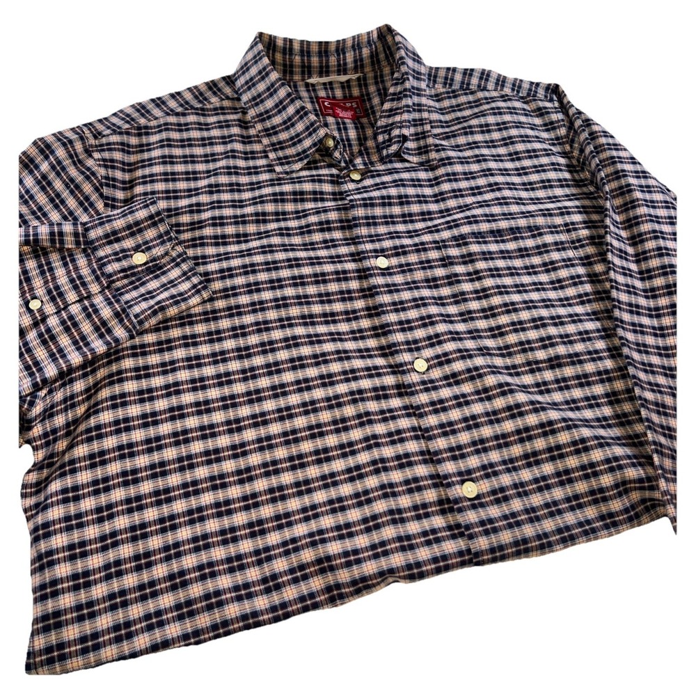 Vtg Ralph Lauren Chaps Denim Shirt Cotton Blue Plaid Mens XL Super Nice 😊